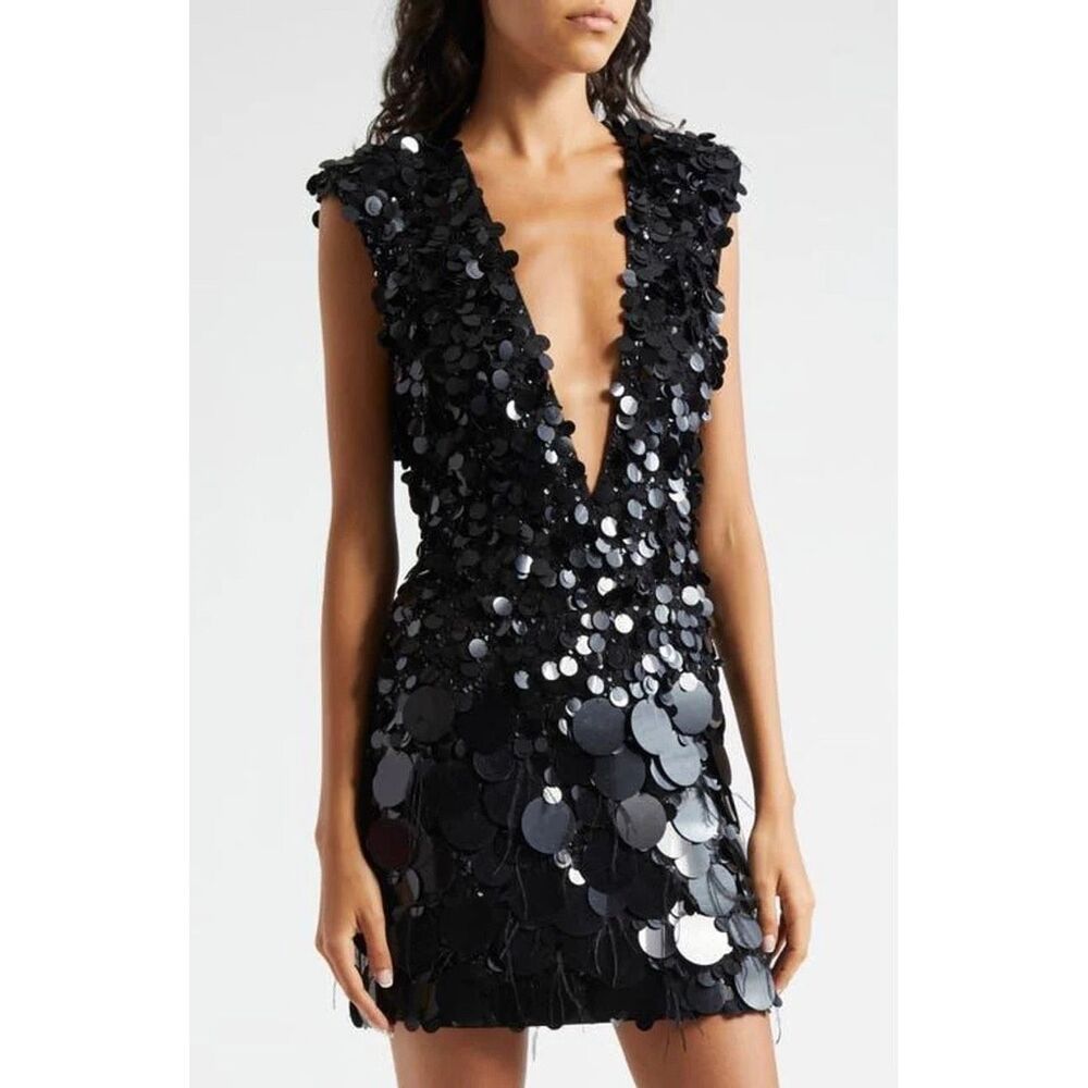Ramy Brook Black Sequin Mini Dress NWT